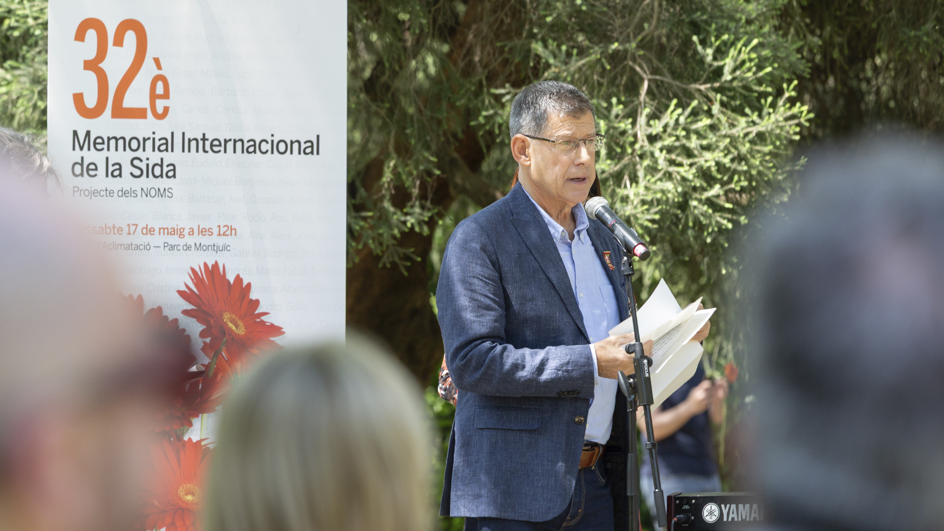 Ferran Pujol delivering his speech at the memorial event
